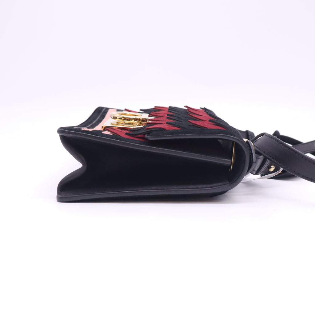 Salvatore Ferragamo Aileen Multicolor Suede Zig-Zag Shoulder Bag B24259