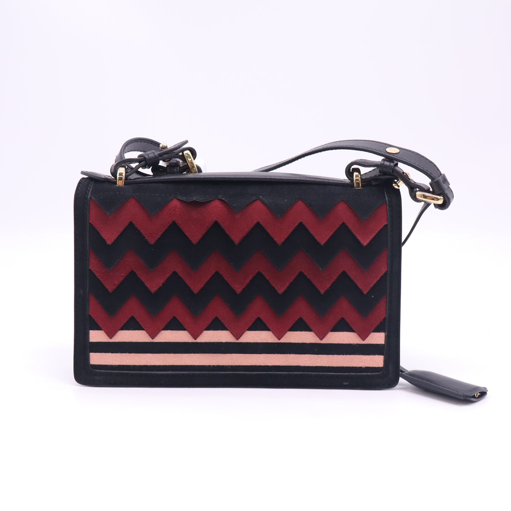 Salvatore Ferragamo Aileen Multicolor Suede Zig-Zag Shoulder Bag B24259