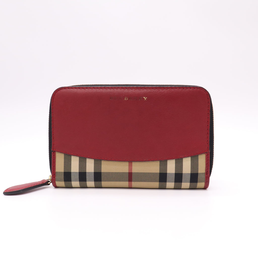 Burberry Elmore House Check and Leather Zip Around Wallet W22176