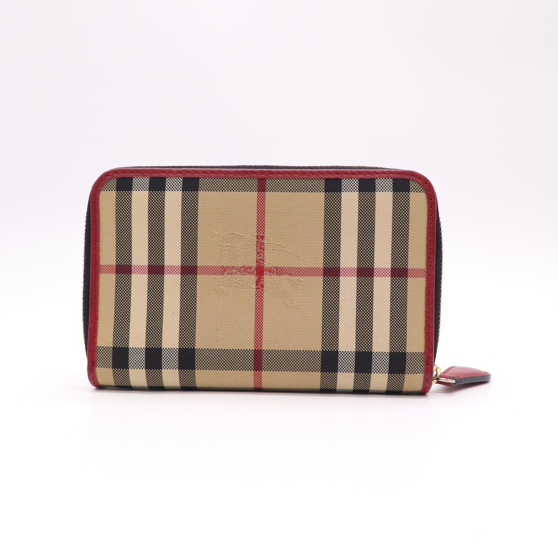 Burberry Elmore House Check and Leather Zip Around Wallet W22176