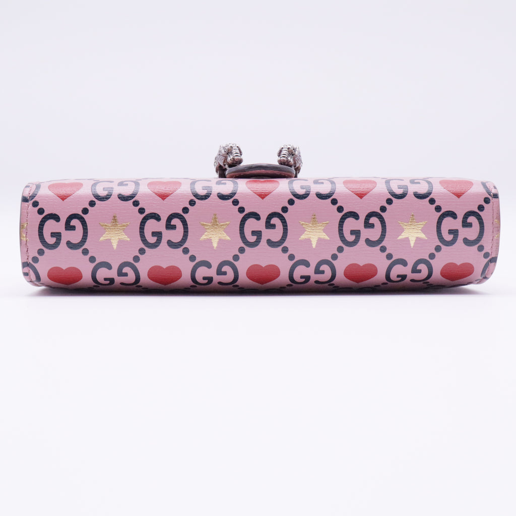 Limited Edition Pink Textured Leather Valentines Day Dionysus Super Mini Shoulder Bag twins