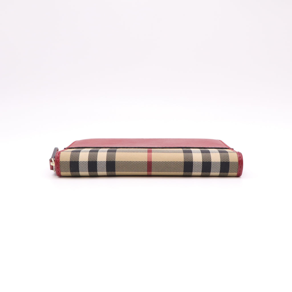 Burberry Elmore House Check and Leather Zip Around Wallet W22176