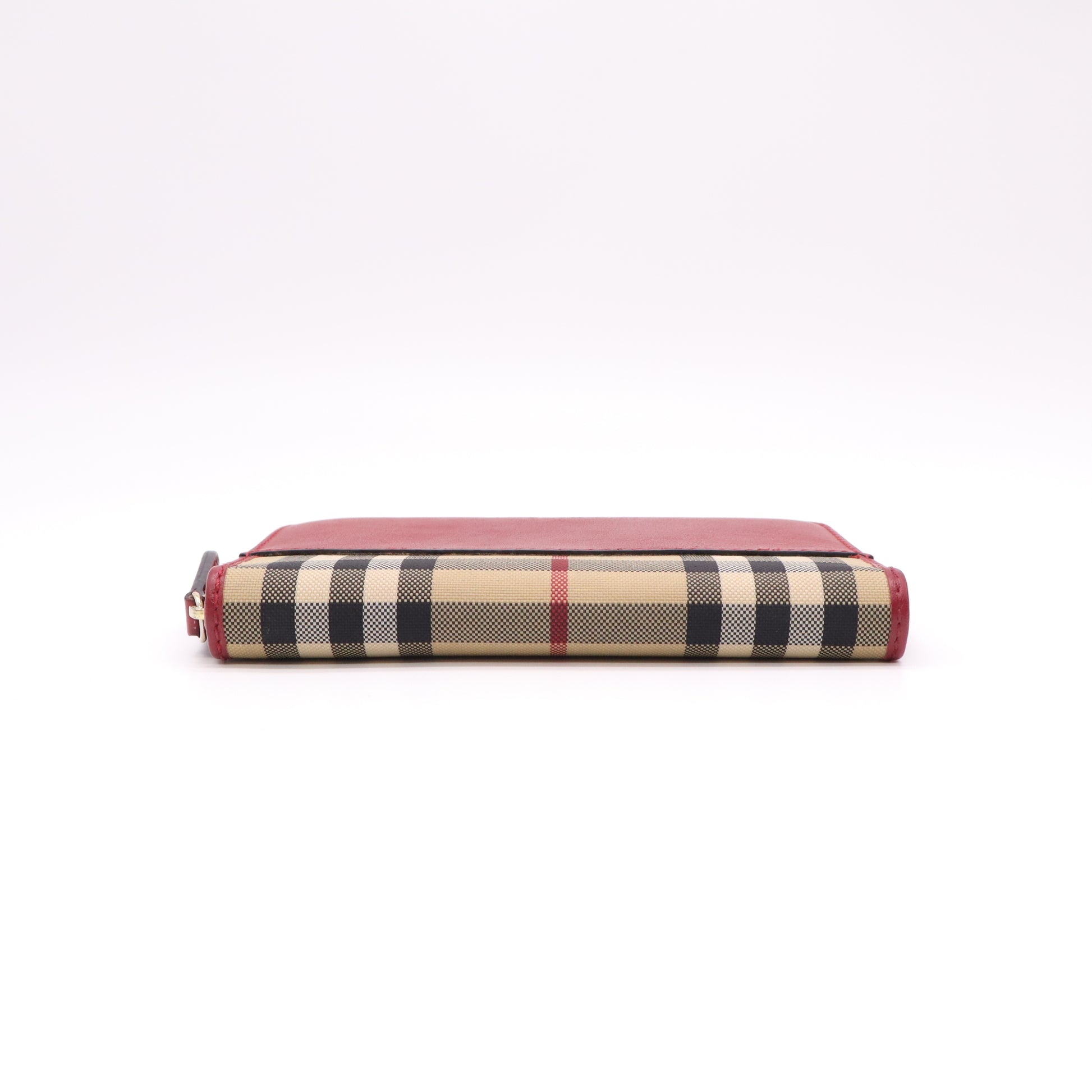 Burberry Elmore House Check and Leather Zip Around Wallet W22176