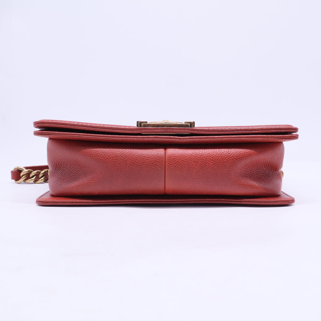 Caviar Quilted Medium Boy Flap Dark Red Sold Out B20290
