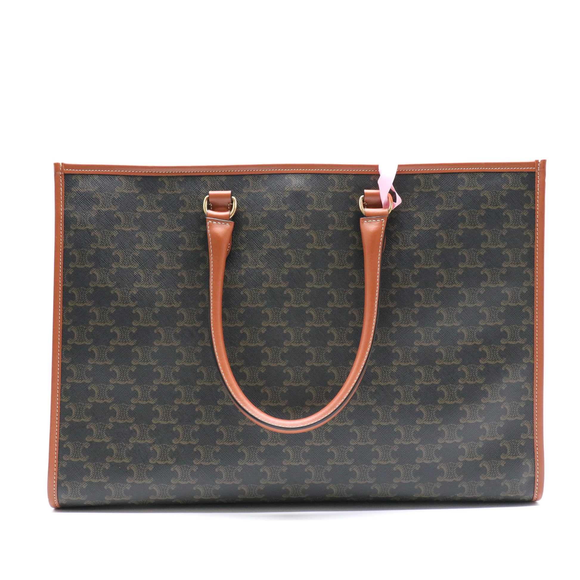 Triomphe Canvas Calfskin Horizontal Cabas Tan twins