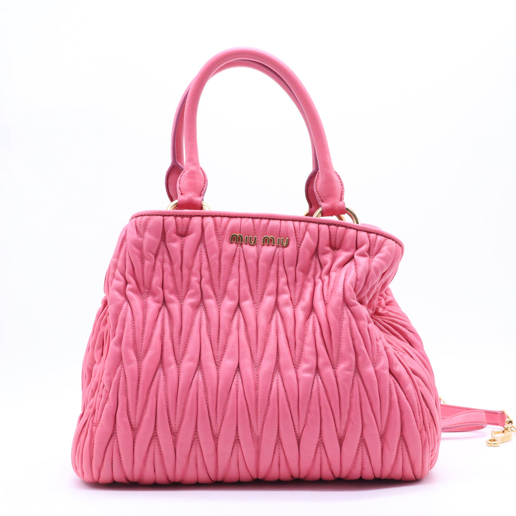 Miu Miu Nappa Matelasse Bauletto Top Handle Bowler Loto B20750