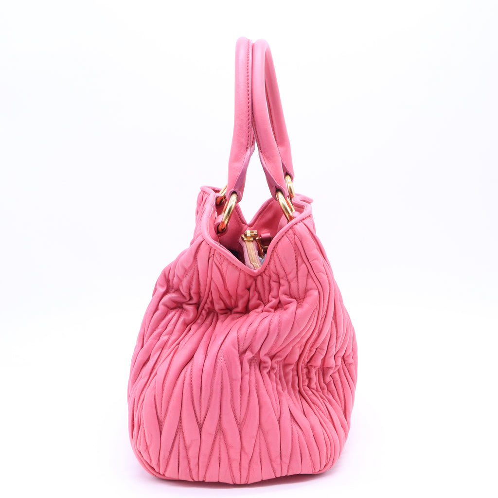 Miu Miu Nappa Matelasse Bauletto Top Handle Bowler Loto B20750