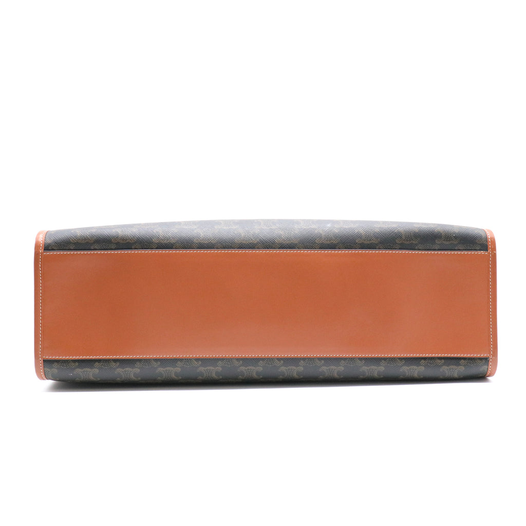 Triomphe Canvas Calfskin Horizontal Cabas Tan twins
