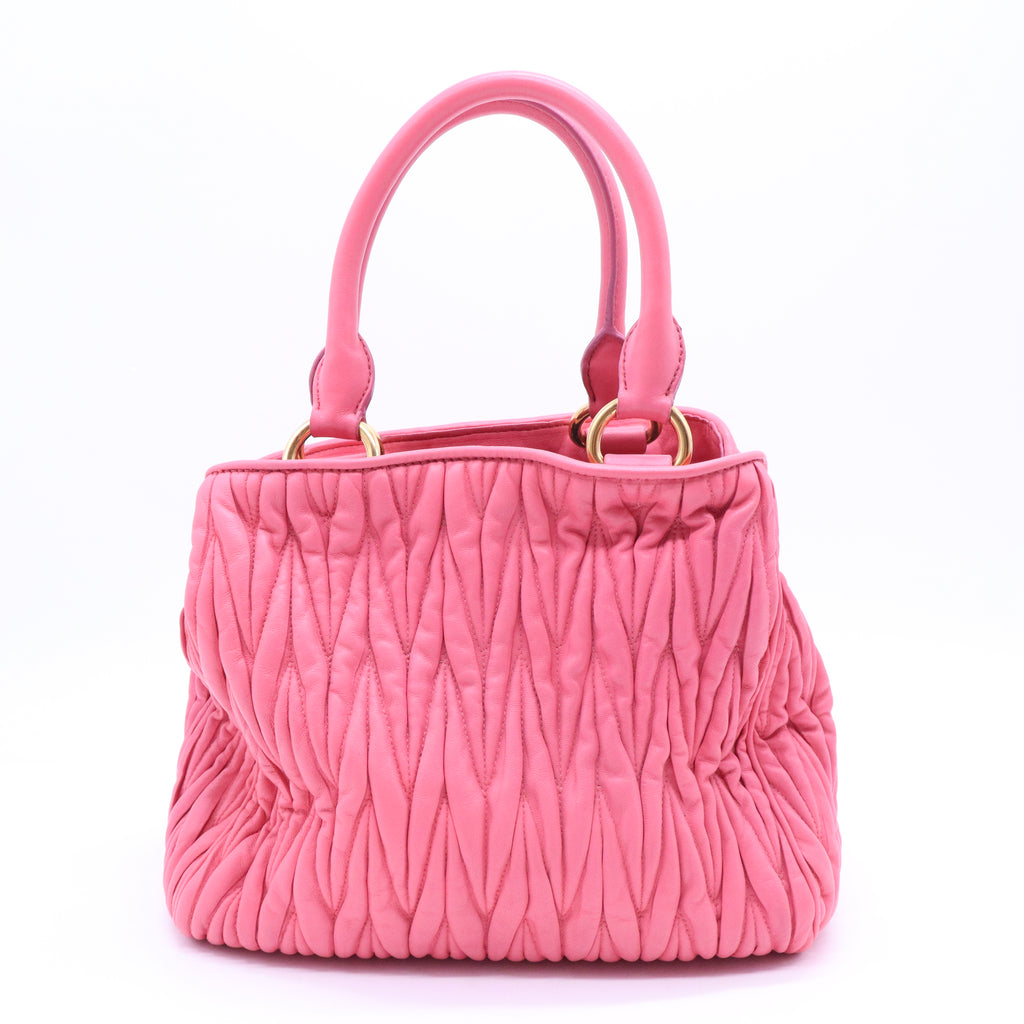 Miu Miu Nappa Matelasse Bauletto Top Handle Bowler Loto B20750