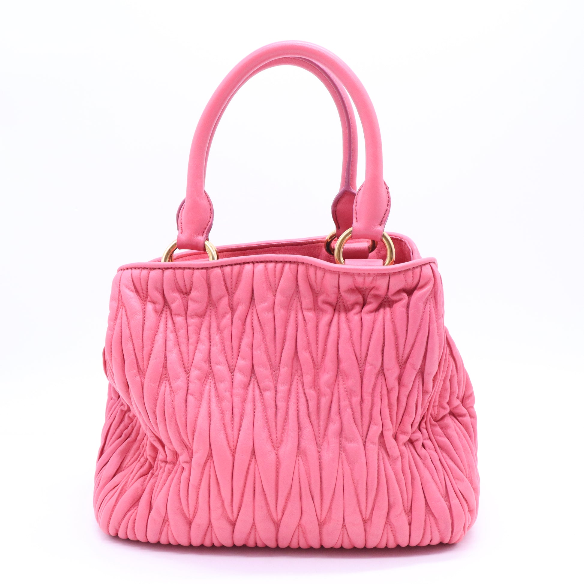 Miu Miu Nappa Matelasse Bauletto Top Handle Bowler Loto B20750