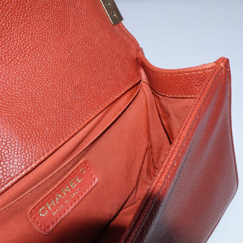 Caviar Quilted Medium Boy Flap Dark Red Sold Out B20290
