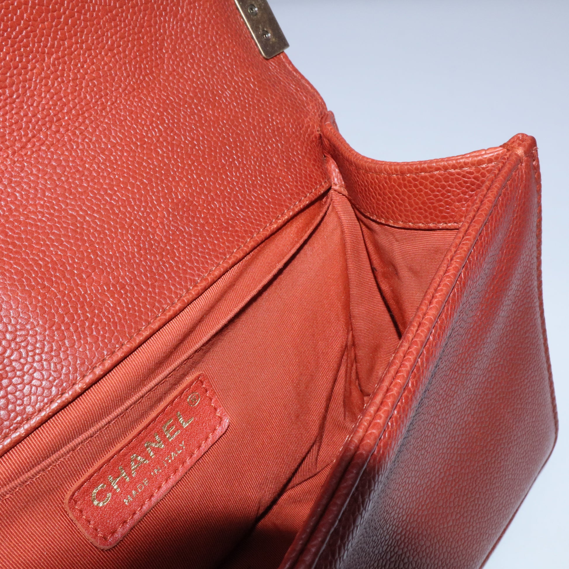 Caviar Quilted Medium Boy Flap Dark Red Sold Out B20290