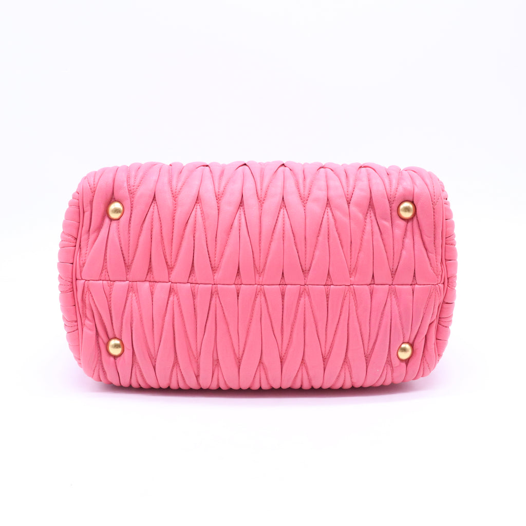 Miu Miu Nappa Matelasse Bauletto Top Handle Bowler Loto B20750