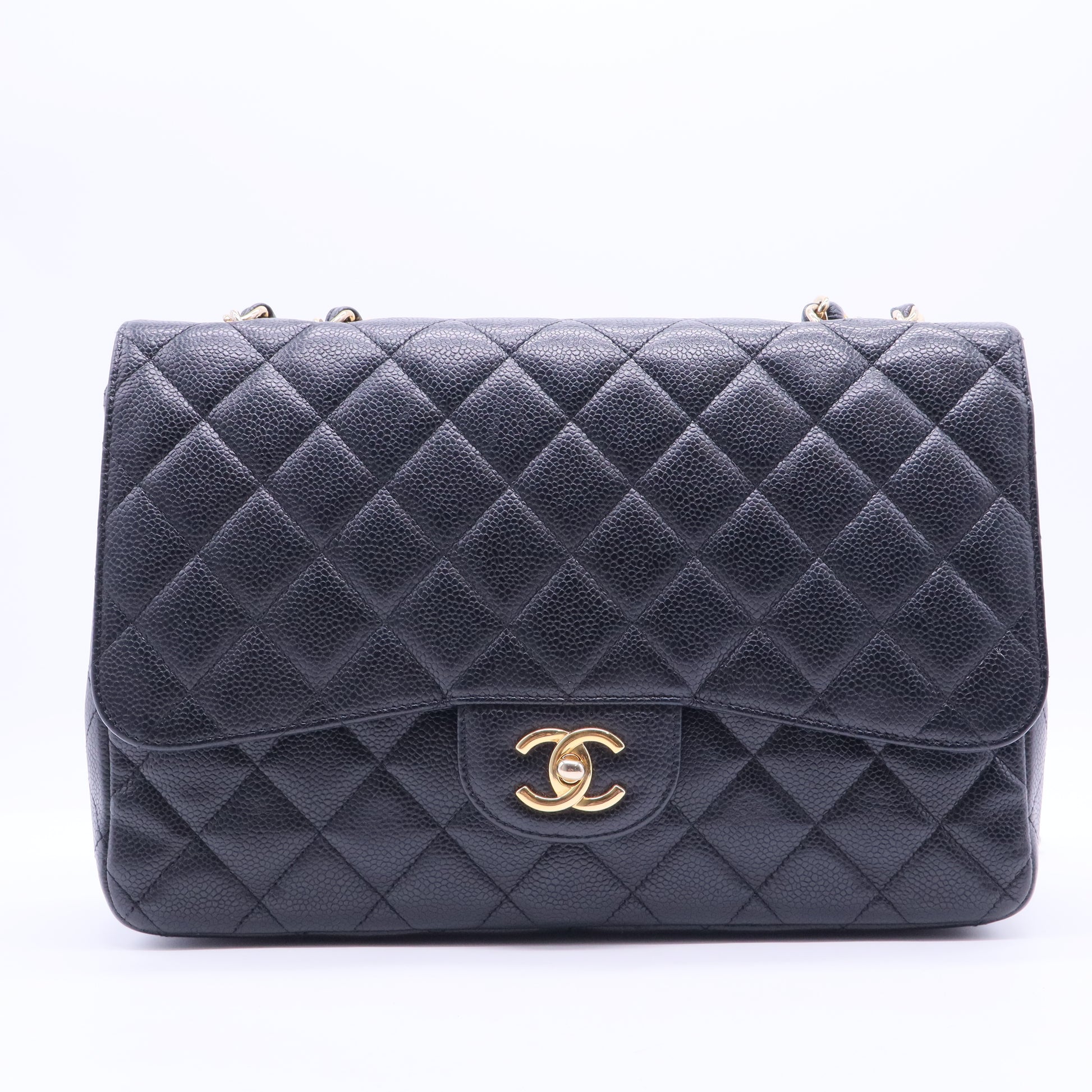 Caviar Quilted Jumbo Single Flap Black B20013