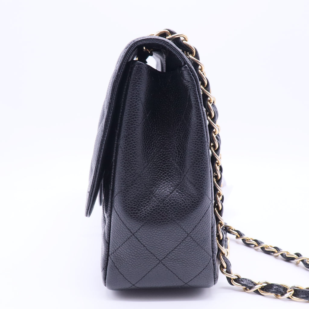 Caviar Quilted Jumbo Single Flap Black B20013