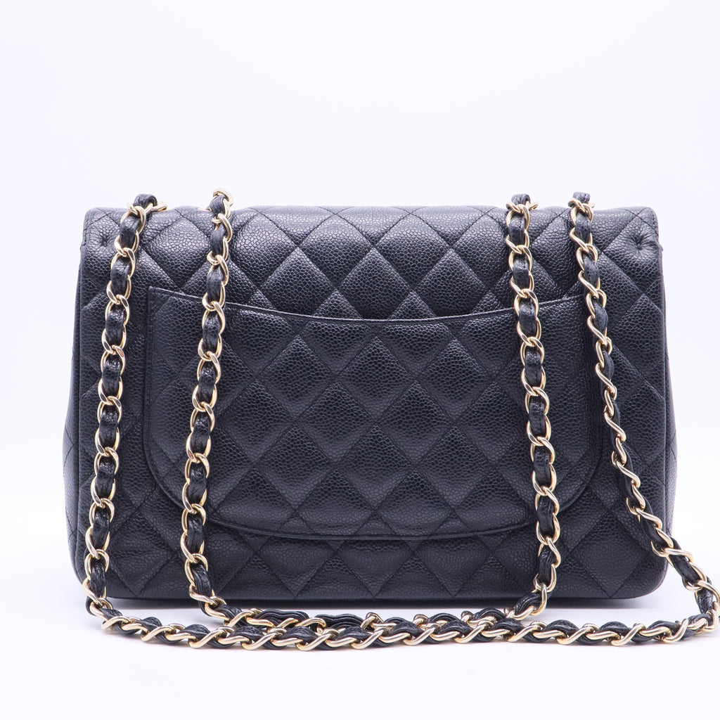 Caviar Quilted Jumbo Single Flap Black B20013