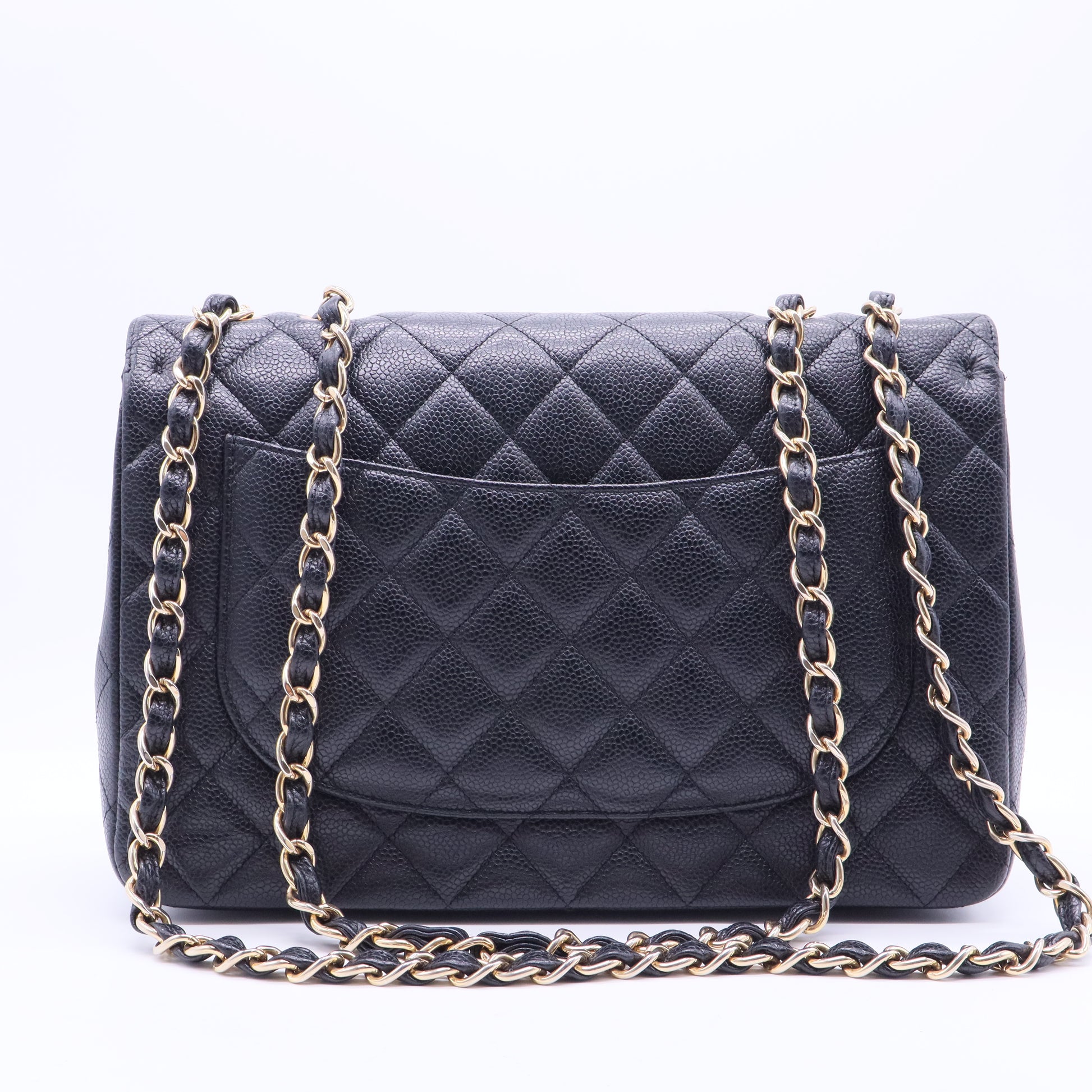 Caviar Quilted Jumbo Single Flap Black B20013