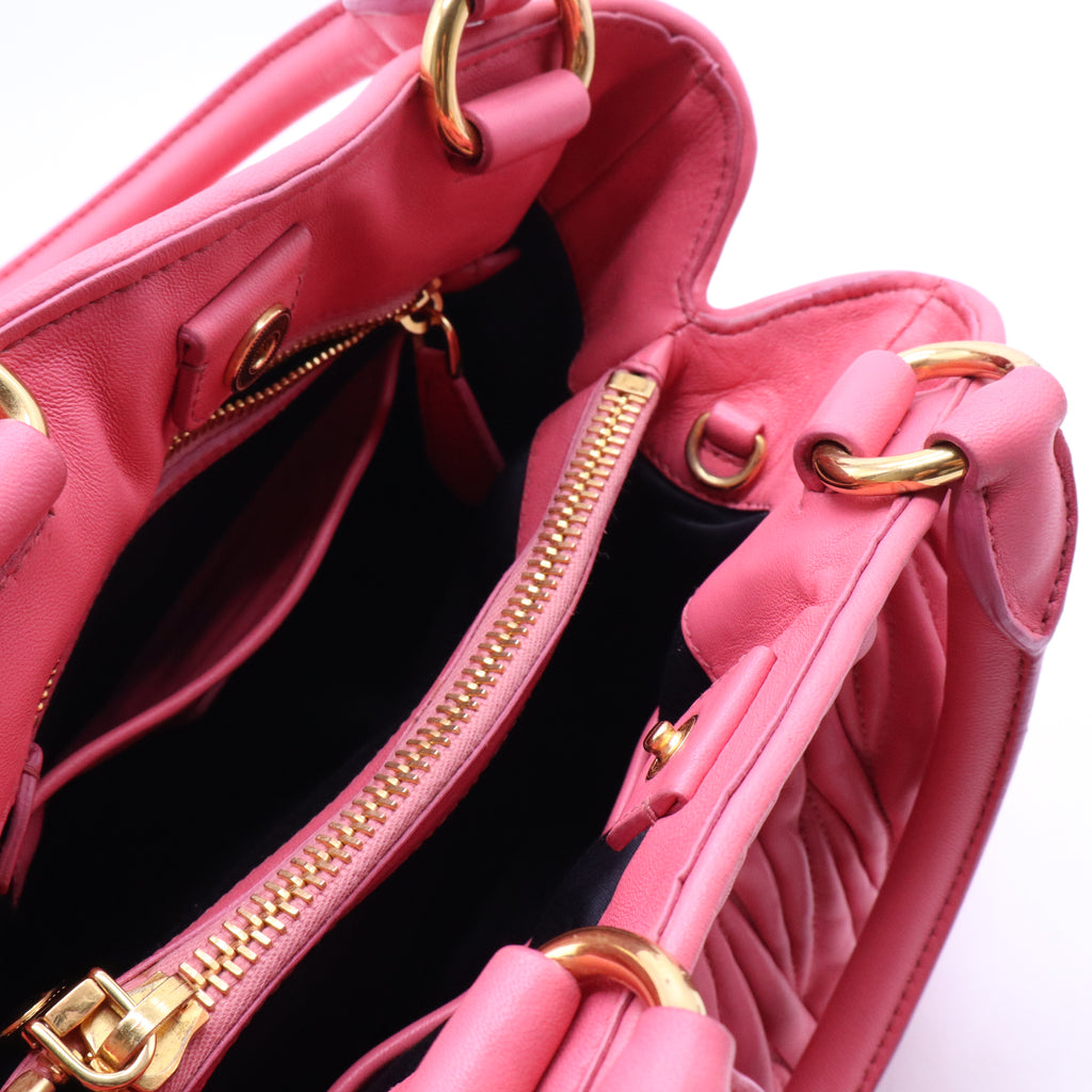 Miu Miu Nappa Matelasse Bauletto Top Handle Bowler Loto B20750