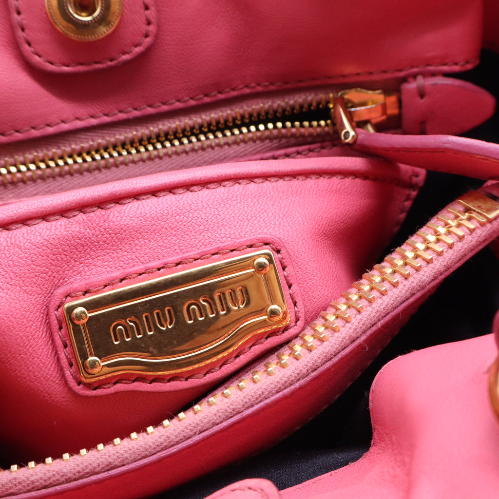 Miu Miu Nappa Matelasse Bauletto Top Handle Bowler Loto B20750