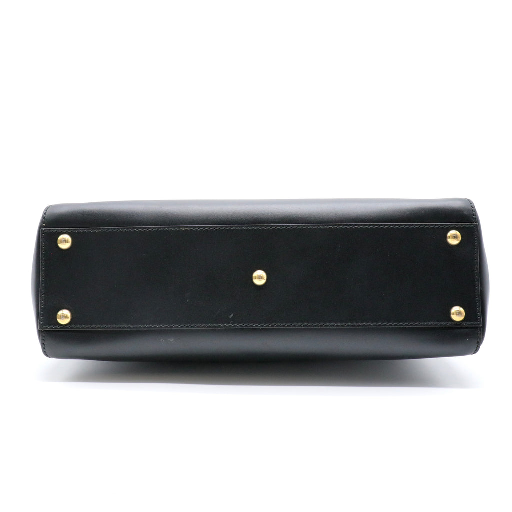 Vitello Morgan Fabric Jacquard Pequin Medium Peekaboo Iconic Satchel Black Tobacco twins