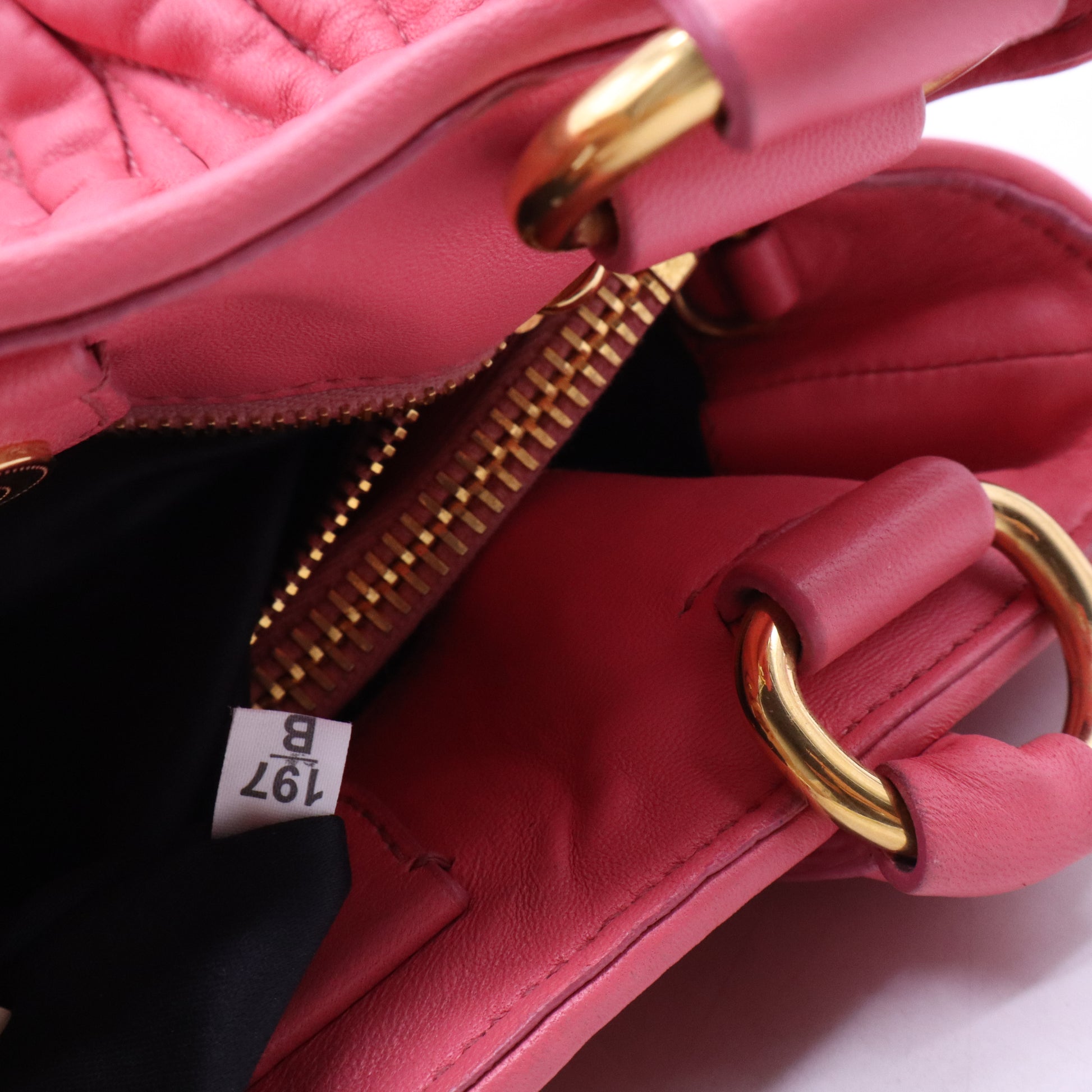 Miu Miu Nappa Matelasse Bauletto Top Handle Bowler Loto B20750