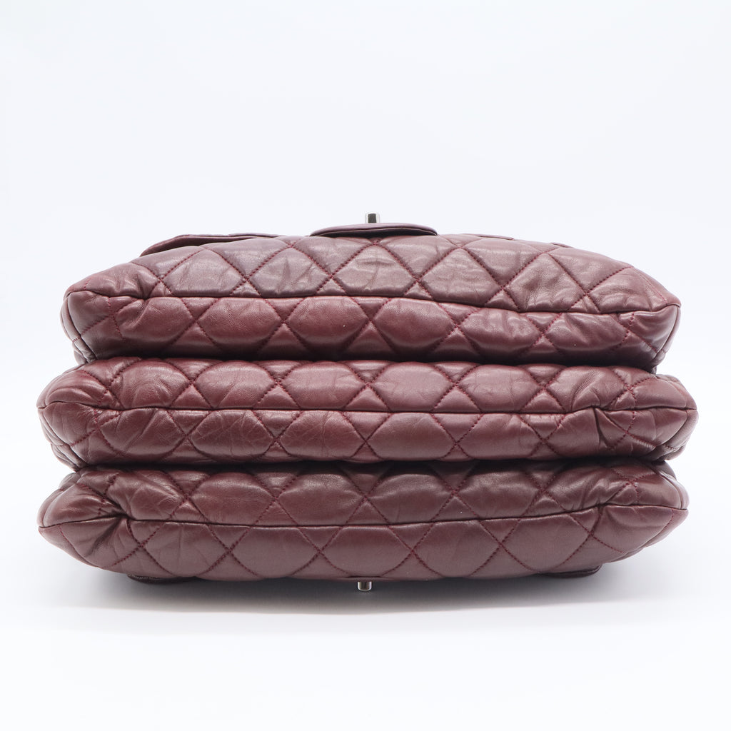 Red Maxi Quilted Lambskin 3 Tote Dark Red Twins