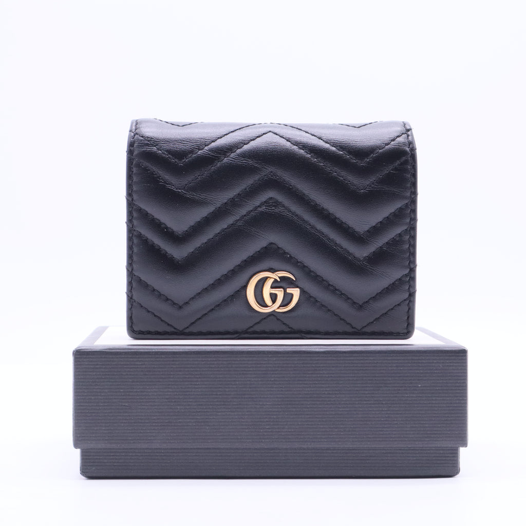 Black Matelasse Leather GG Marmont Card Case W11297