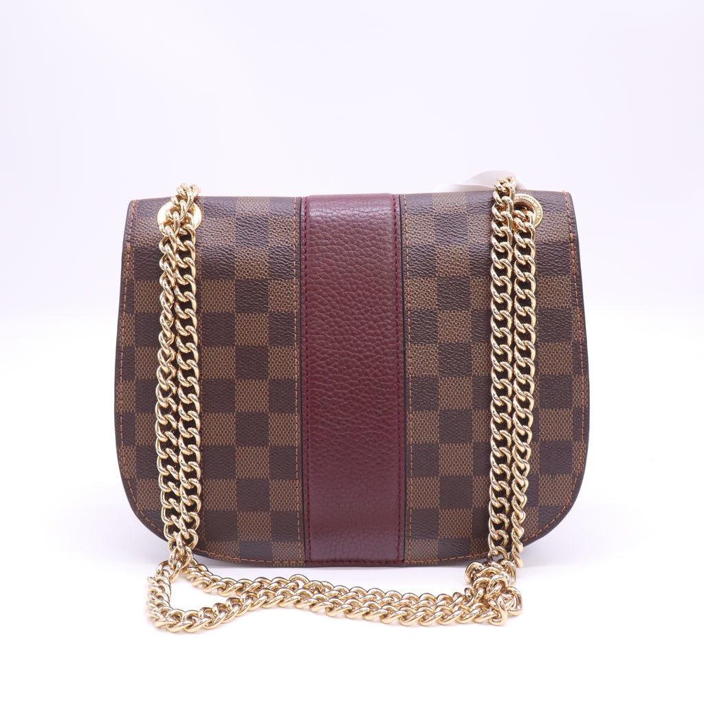 Louis Vuitton Damier Ebene Cuir Taurillon Wight Bag B24474