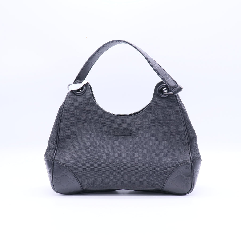 Gucci Black Canvas and Guccissima Leather Trim Colbert Shoulder Bag  B21487