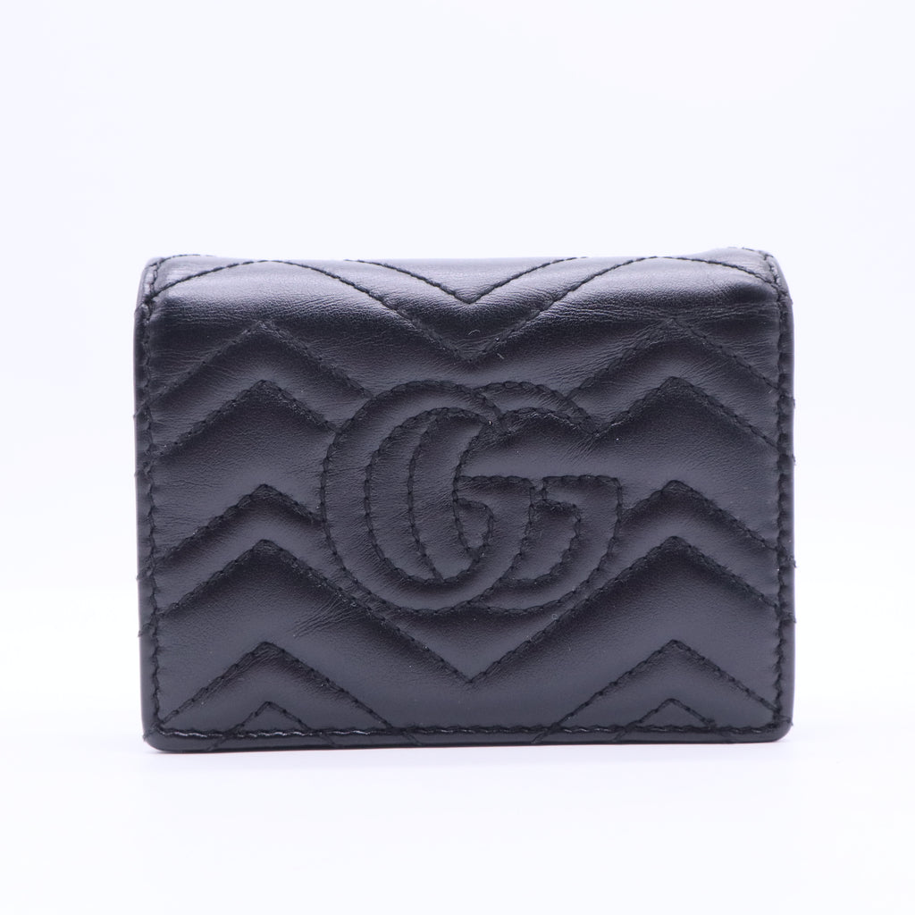 Black Matelasse Leather GG Marmont Card Case W11297