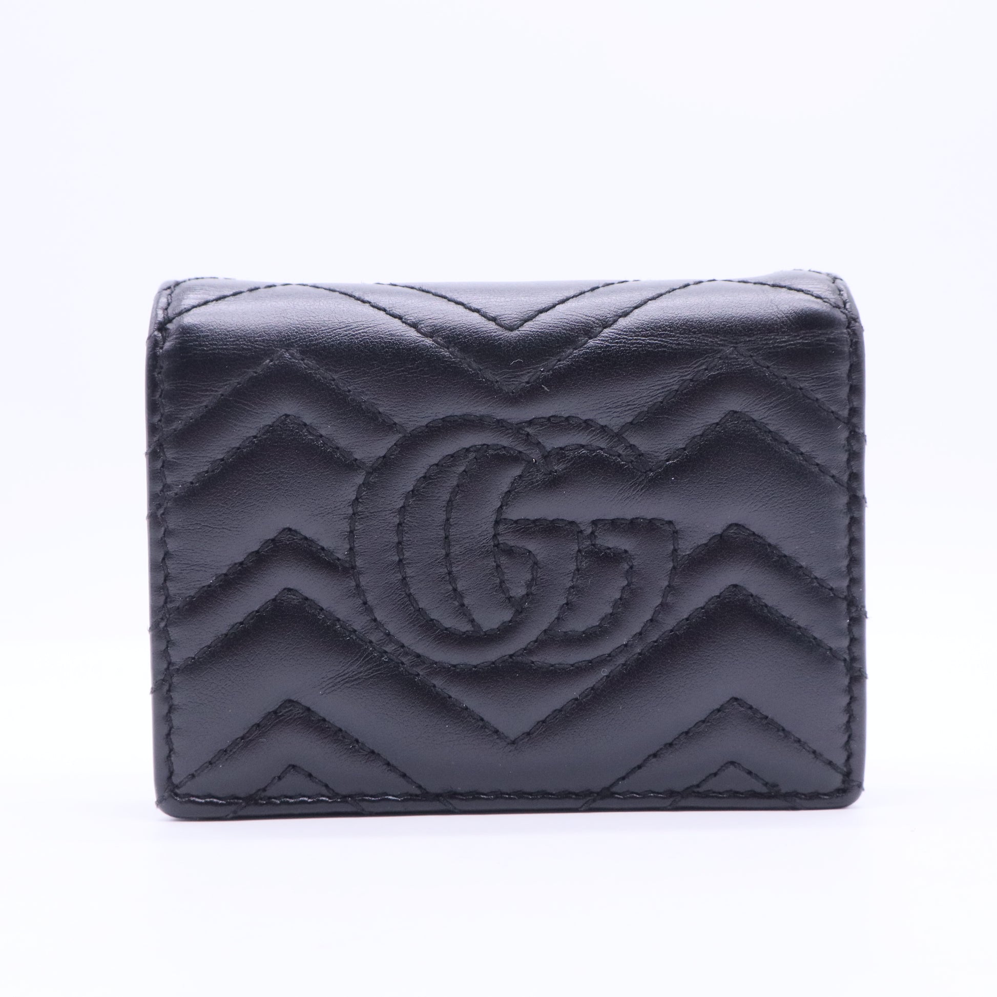 Black Matelasse Leather GG Marmont Card Case W11297