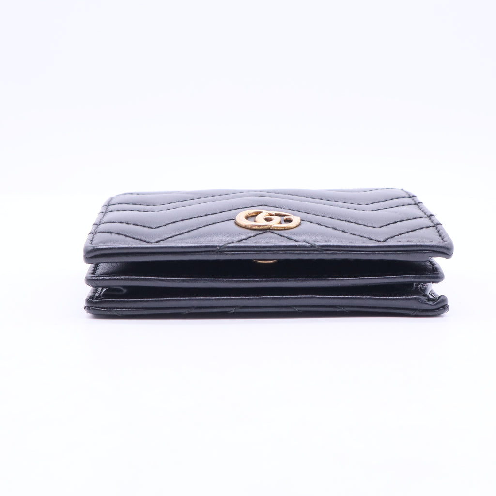 Black Matelasse Leather GG Marmont Card Case W11297