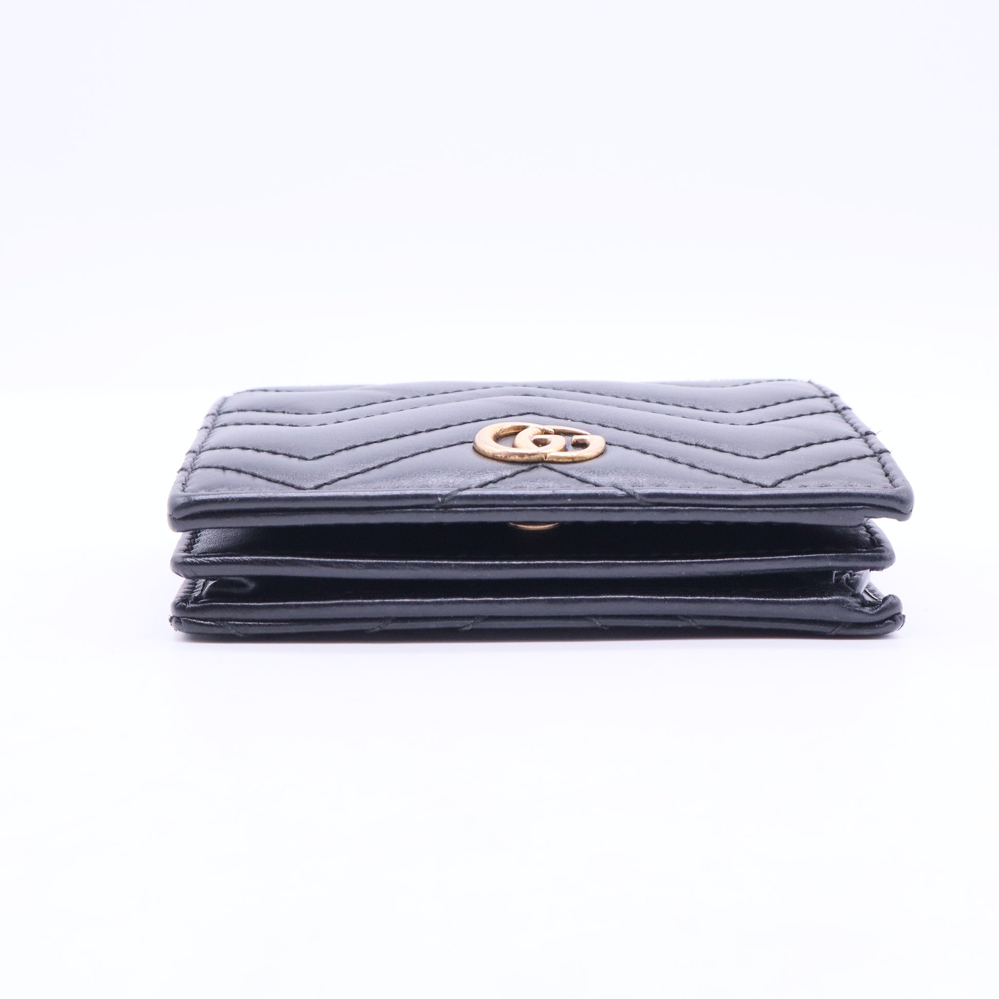 Black Matelasse Leather GG Marmont Card Case W11297