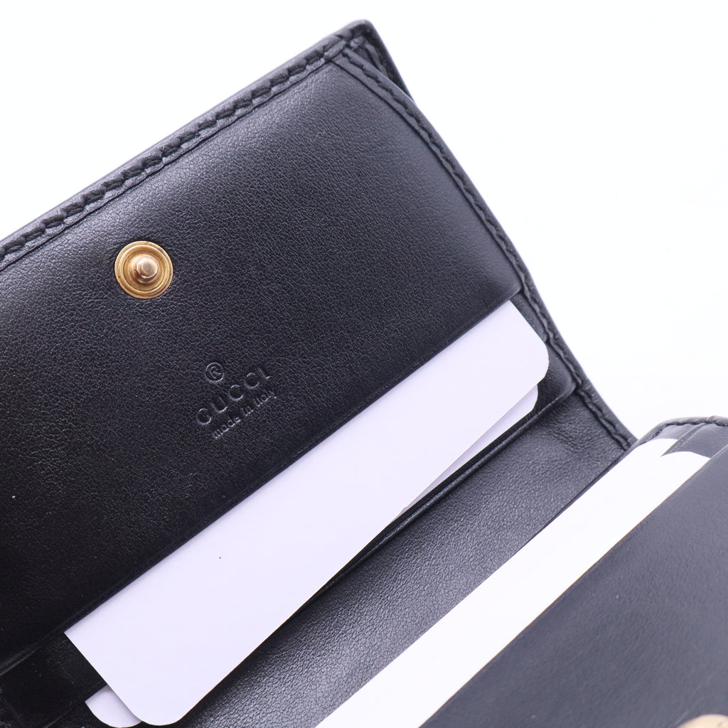 Black Matelasse Leather GG Marmont Card Case W11297