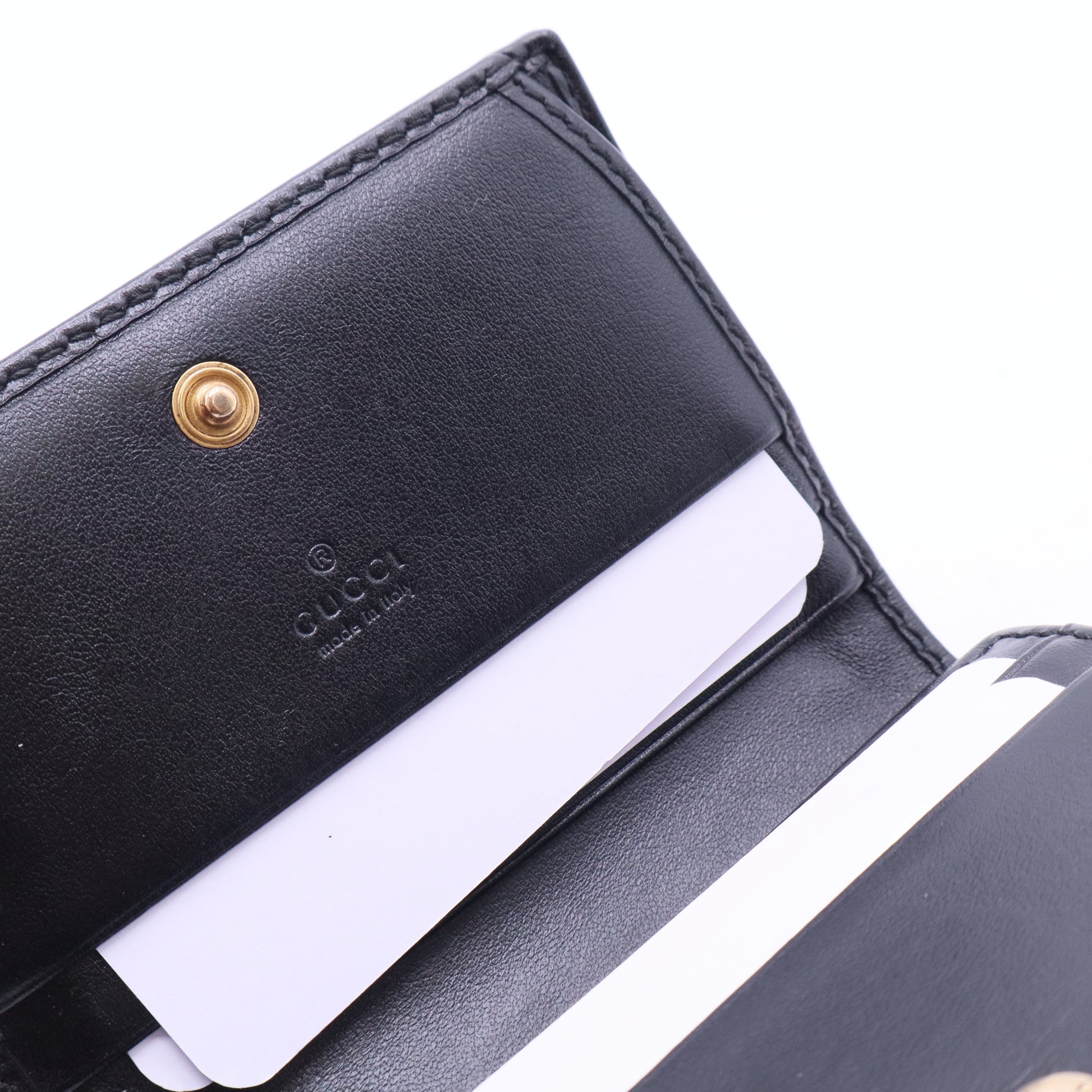 Black Matelasse Leather GG Marmont Card Case W11297