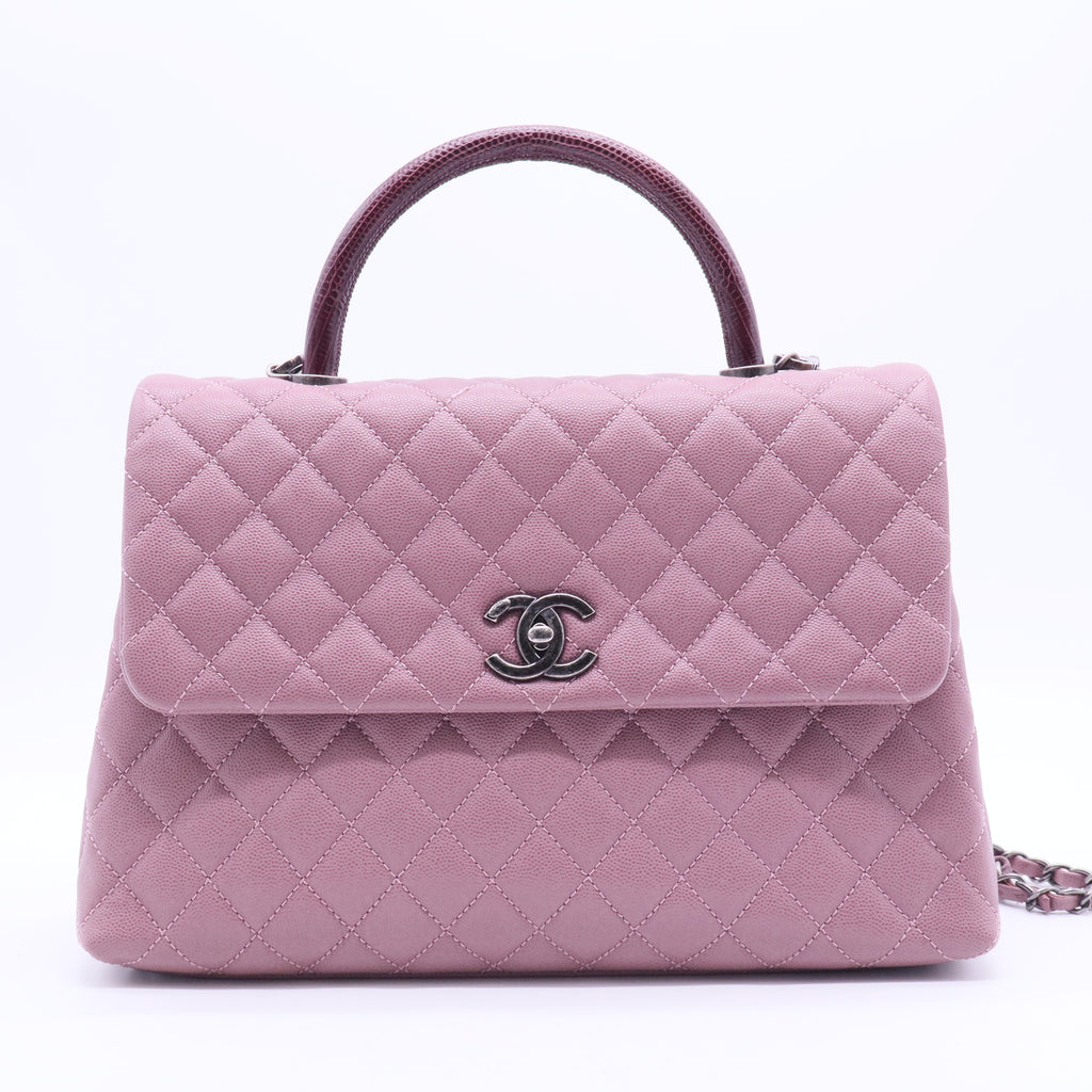 Lizard-Trimmed Medium Coco Handle Bag B20015