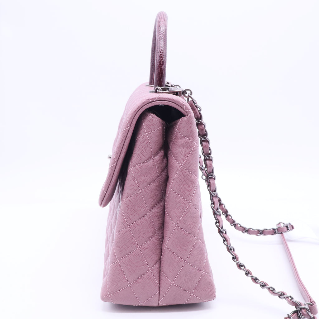 Lizard-Trimmed Medium Coco Handle Bag B20015