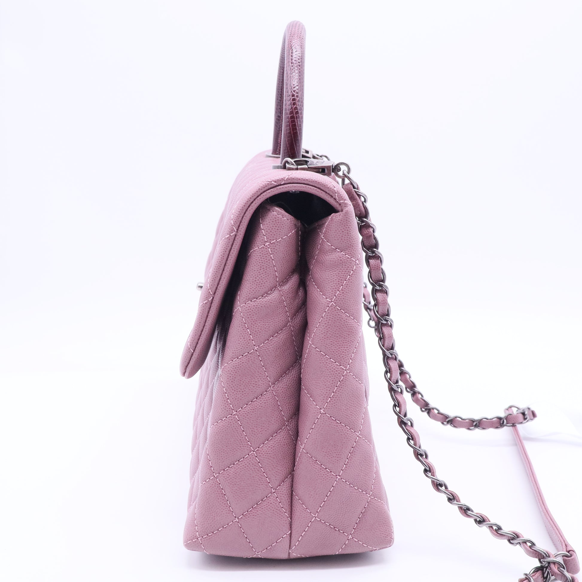 Lizard-Trimmed Medium Coco Handle Bag B20015