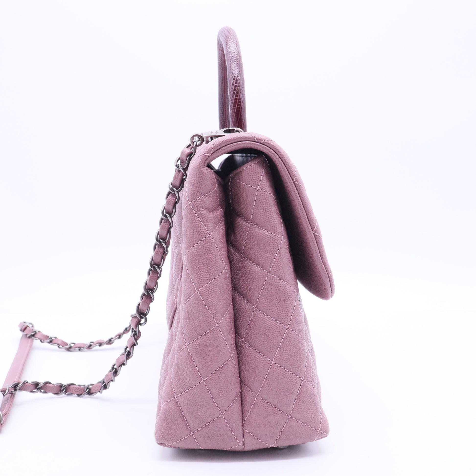 Lizard-Trimmed Medium Coco Handle Bag B20015
