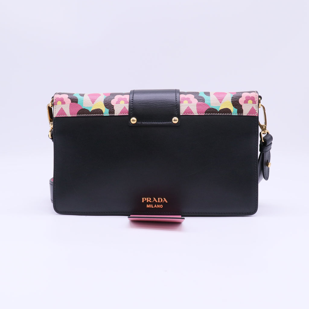 Prada Multicolor Floral Print Leather Plex Ribbon Shoulder Bag