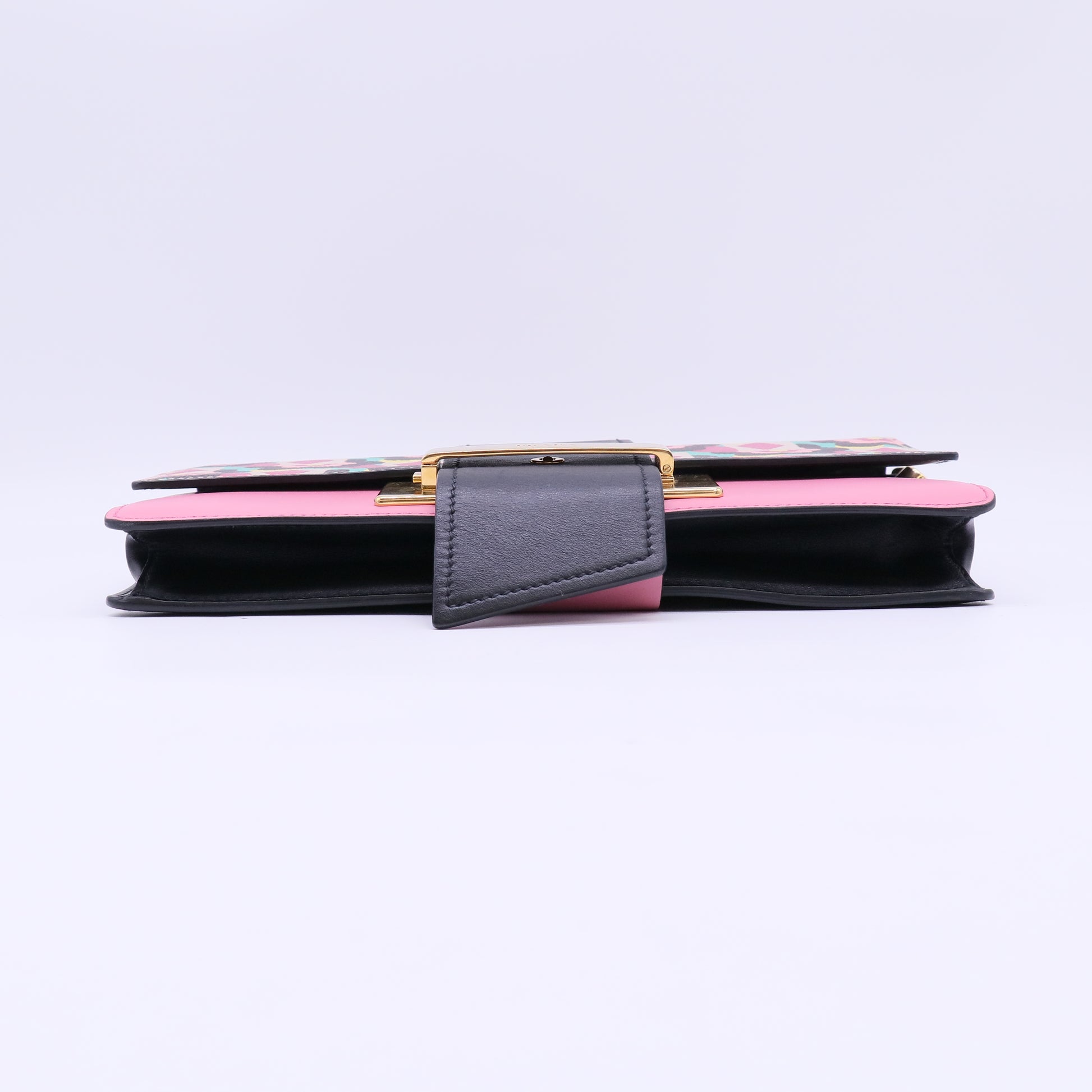 Prada Multicolor Floral Print Leather Plex Ribbon Shoulder Bag