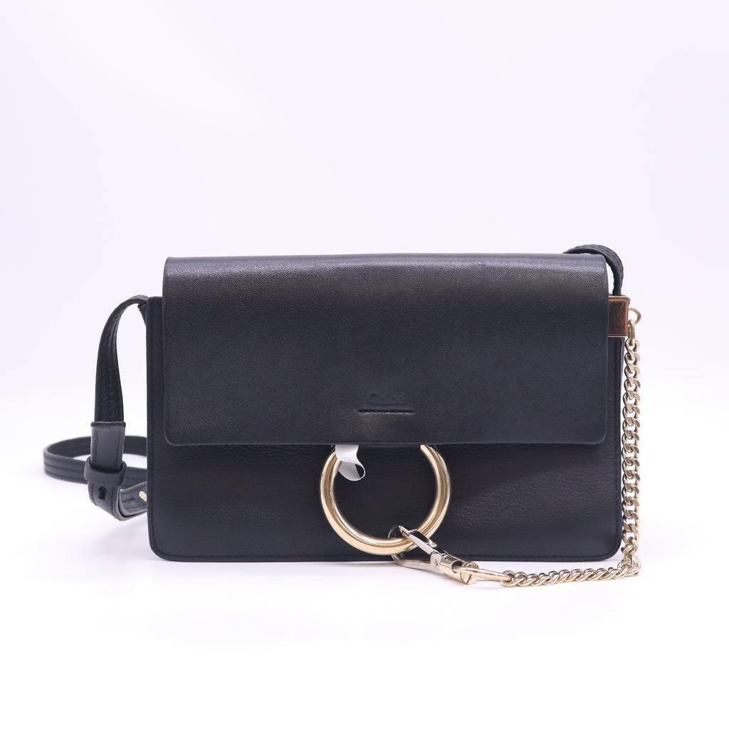 Chloe Black Leather and Suede Mini Faye Crossbody Bag B24309