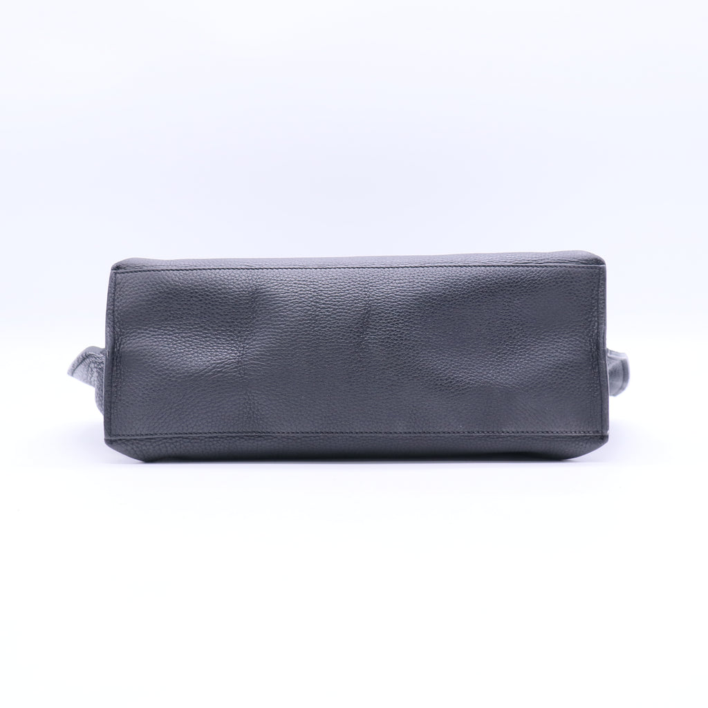 Gucci Pebbled Calfskin Large Bamboo Daily Top Handle Bag Black twins B21218