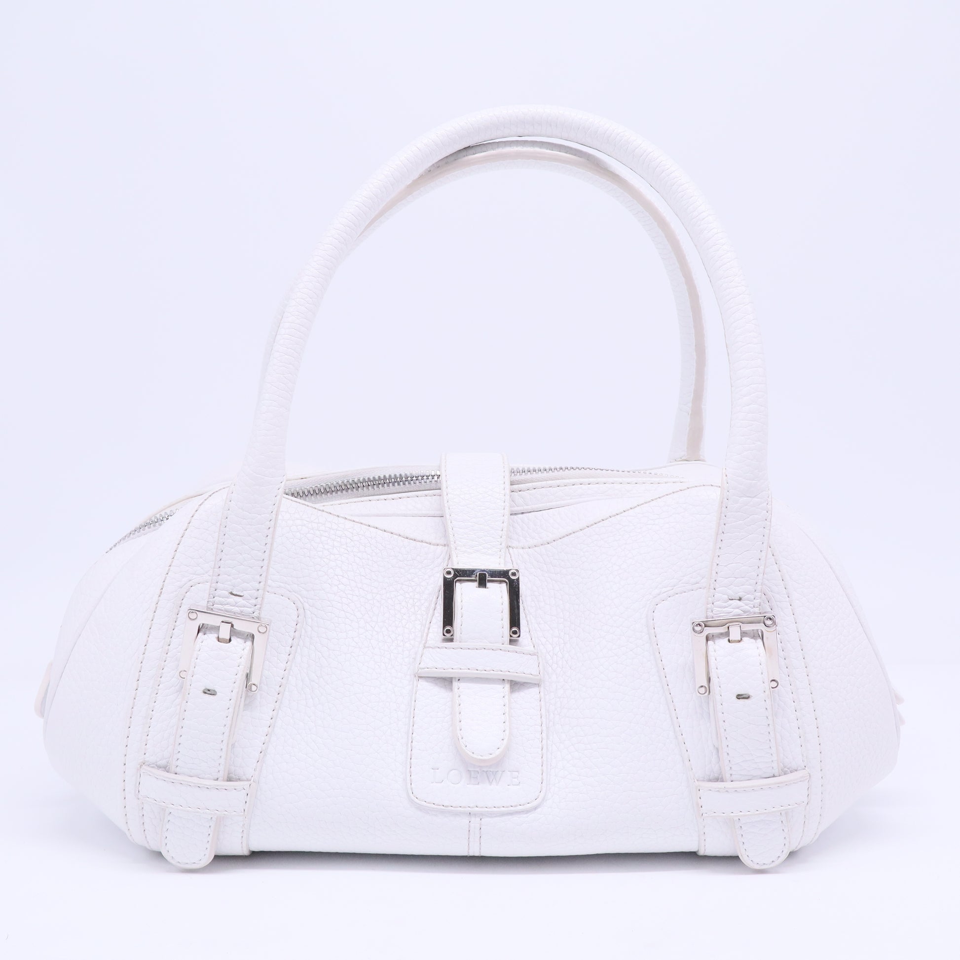 Loewe White Leather Senda Satchel Loewe B12356