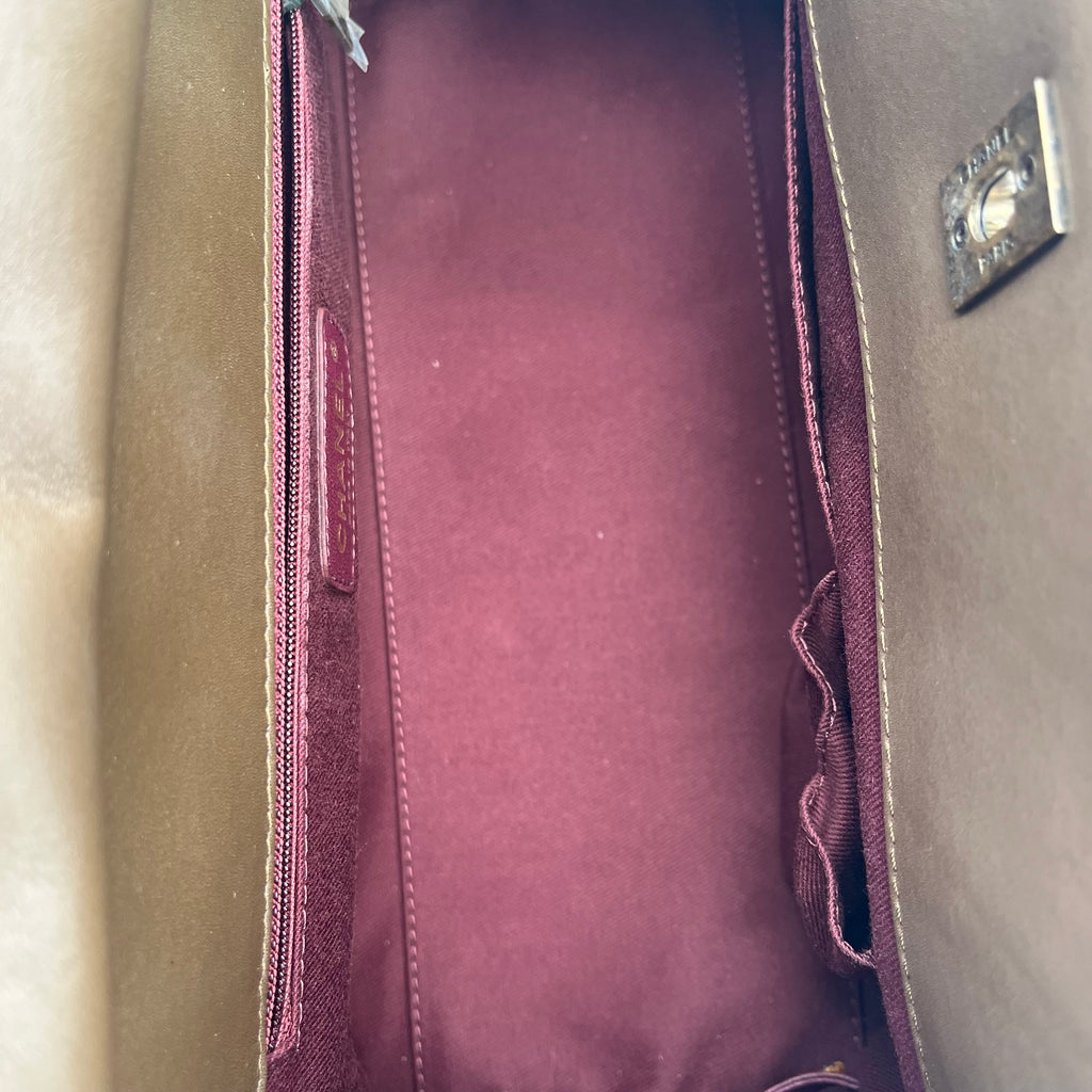 Calfskin Quilted Perfect Edge Tote Brown twins