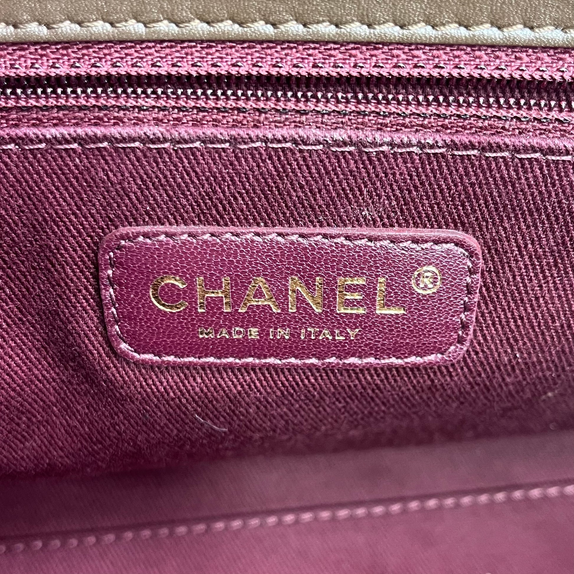 Calfskin Quilted Perfect Edge Tote Brown twins