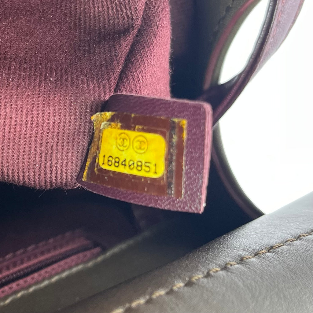 Calfskin Quilted Perfect Edge Tote Brown twins