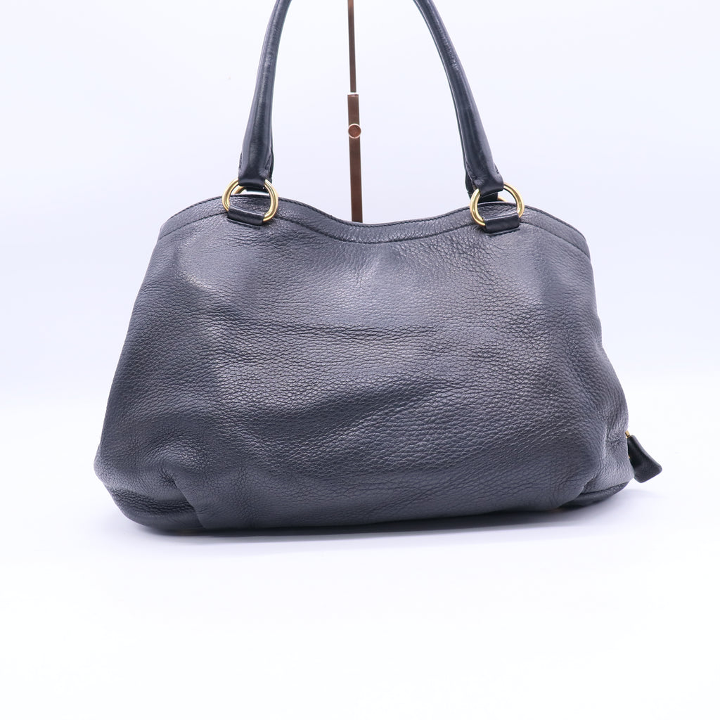 Prada Black Vitello Daino Leather Tote Bag twins B21366
