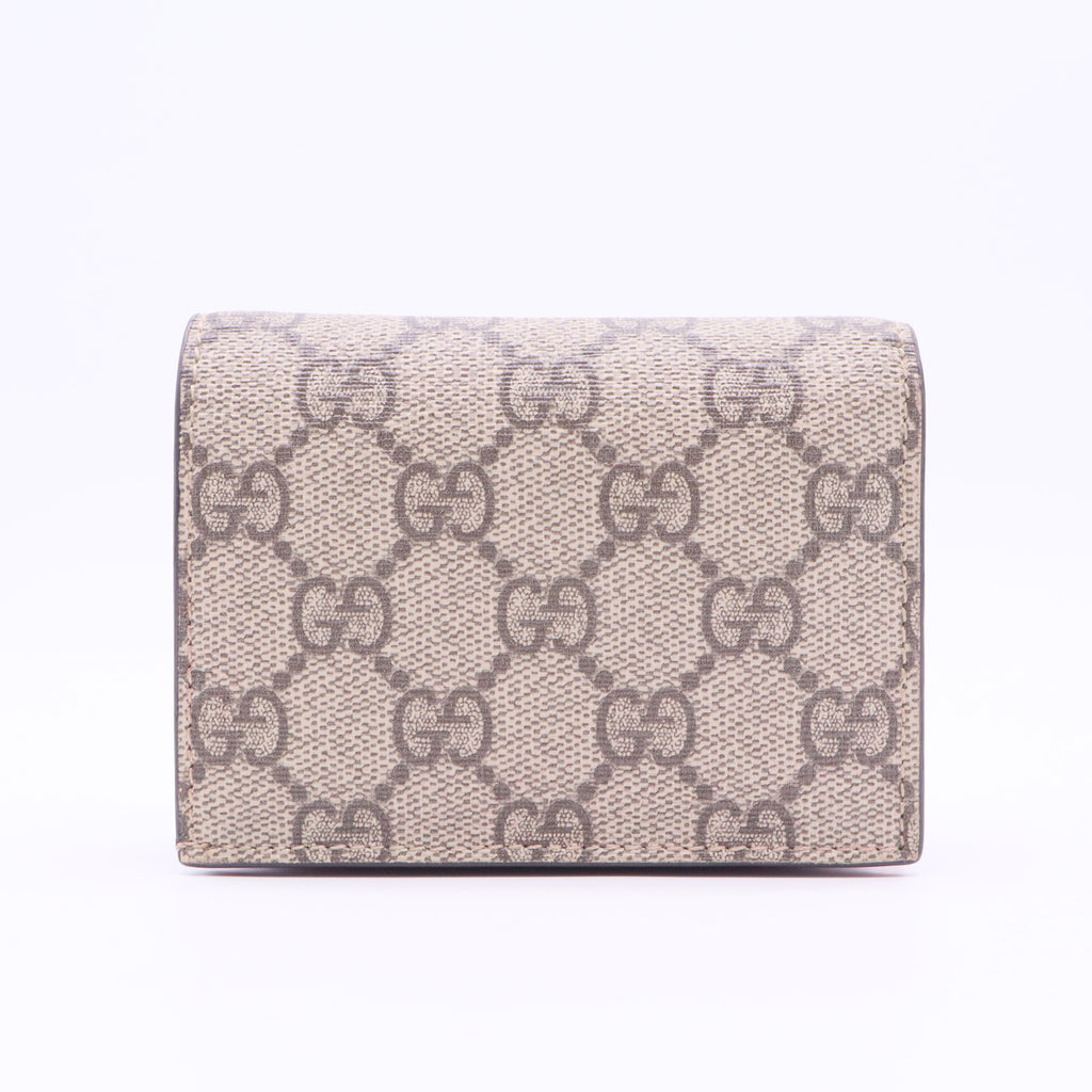 GG Supreme Monogram Cherry Embellished Card Case Wallet Hibiscus Red twins