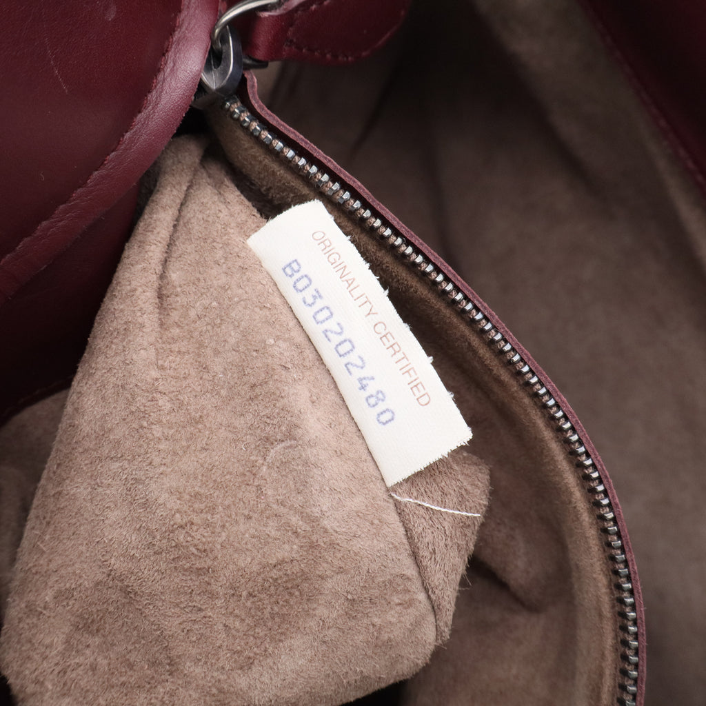 Dark Red Intrecciato Woven Calfskin Leather  Roma Tote Bag twins